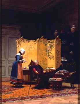 ジェアン・ジョルジュ・ヴィベール Painting - 司教の学術画家ジェアン・ジョルジュ・ヴィベールにお茶を捧げる